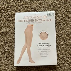 Mesh convertible pink ballet tights with seam